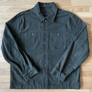 Todd Snyder Italian Moleskin Snap Button Shirt Jacket in Olive